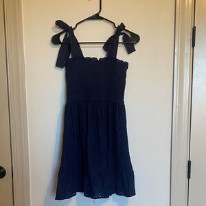 Blue Rain Navy Mini Dress with Bow Straps